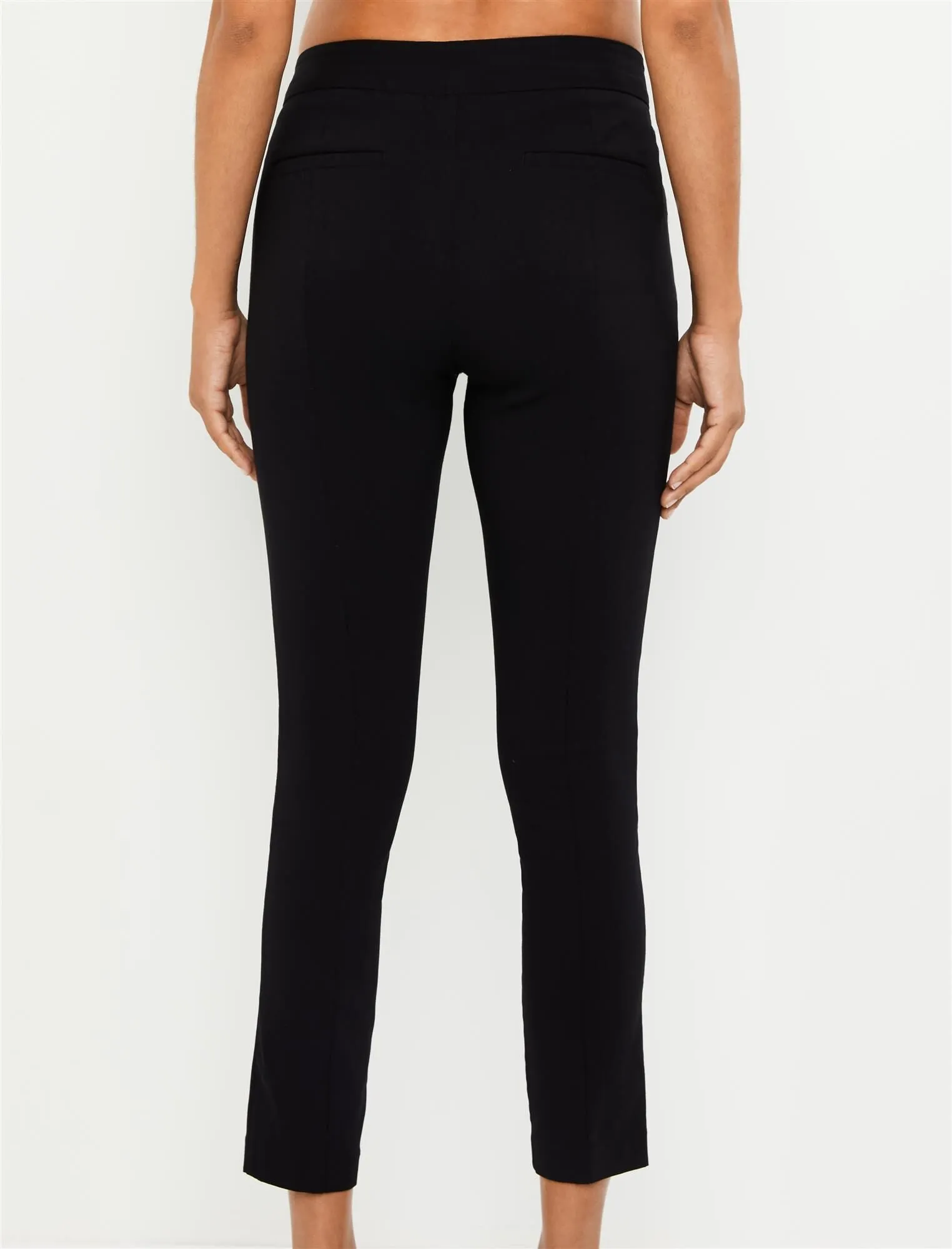 Side Panel Rayon Skinny Leg Maternity Ankle Pants in Black