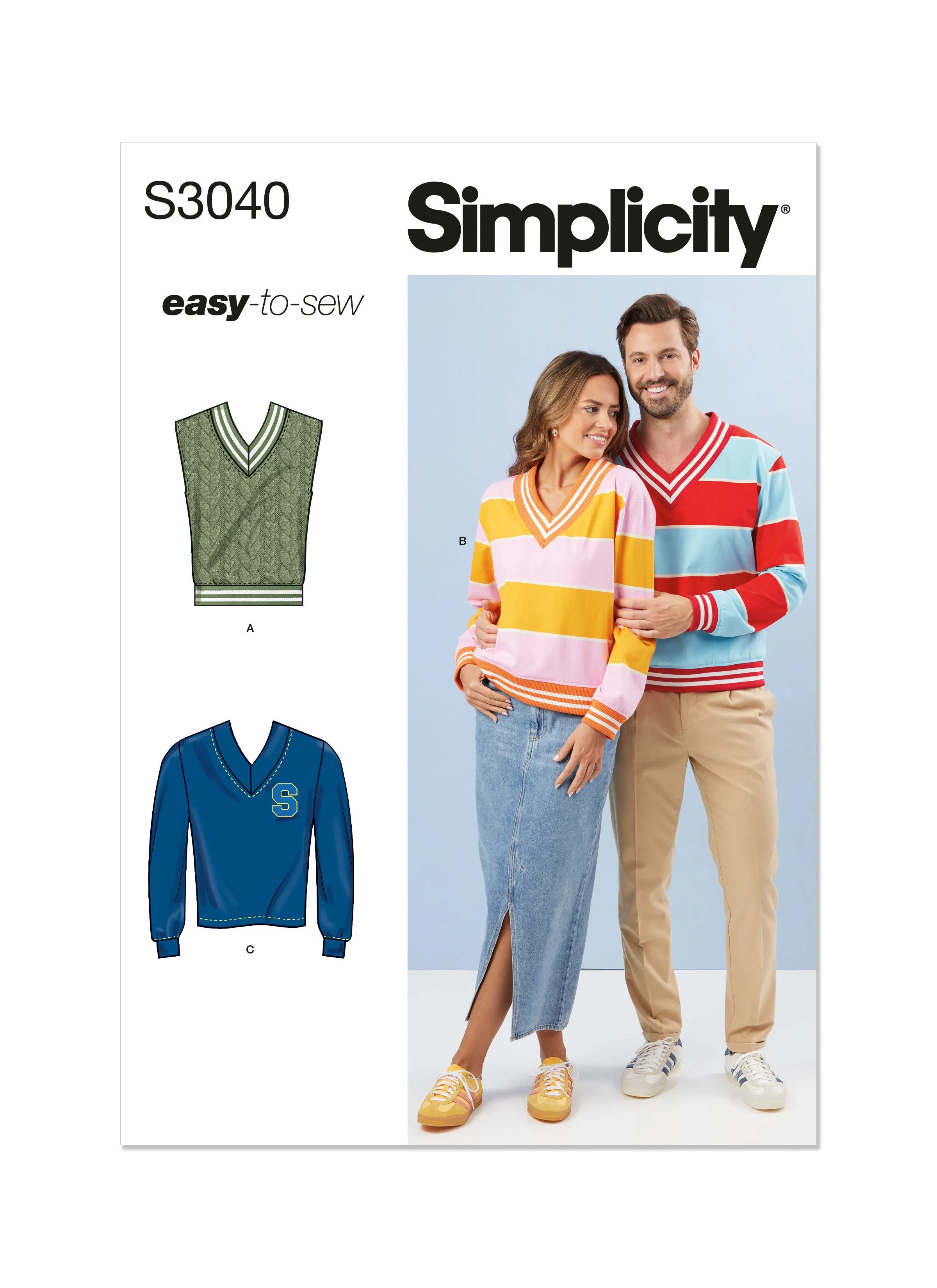 Simplicity sewing pattern S3040 Unisex Tank Tops and Tops