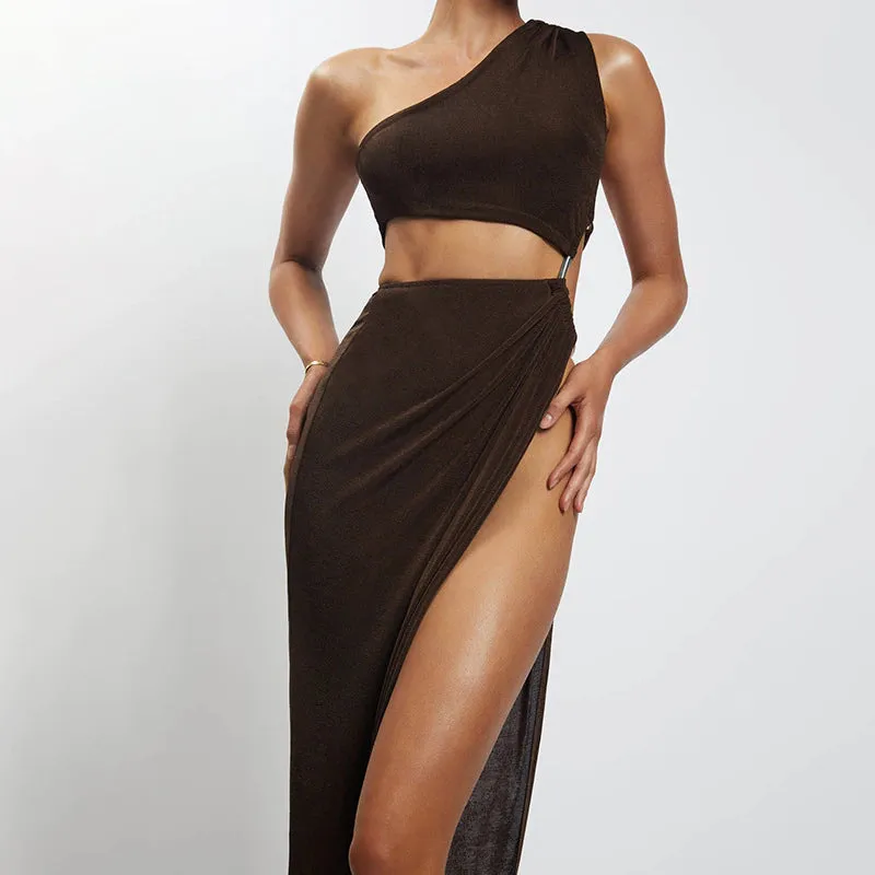 Sleeveless Backless Cutout Split Gown Maxi Dress