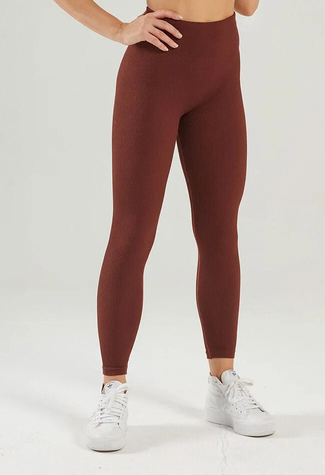 Solid Ribbed High Waist Seamless Legging - Century