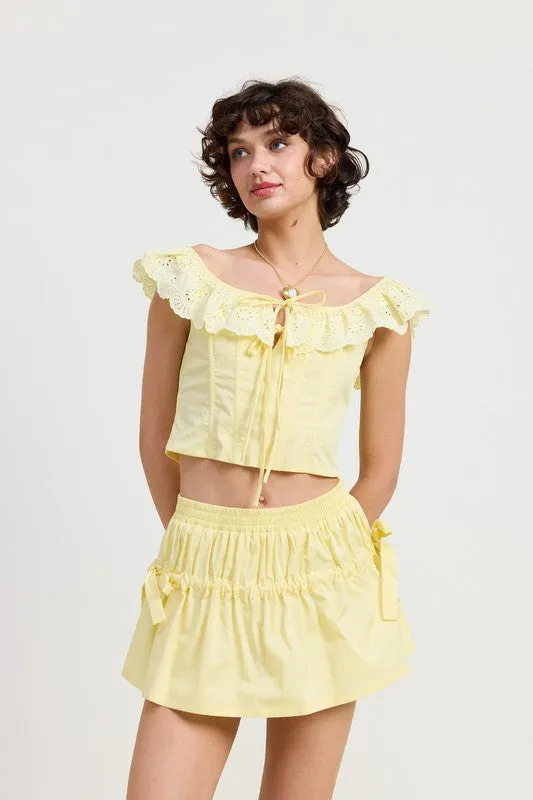 SQAURE NECK RUFFLE CORSET TOP