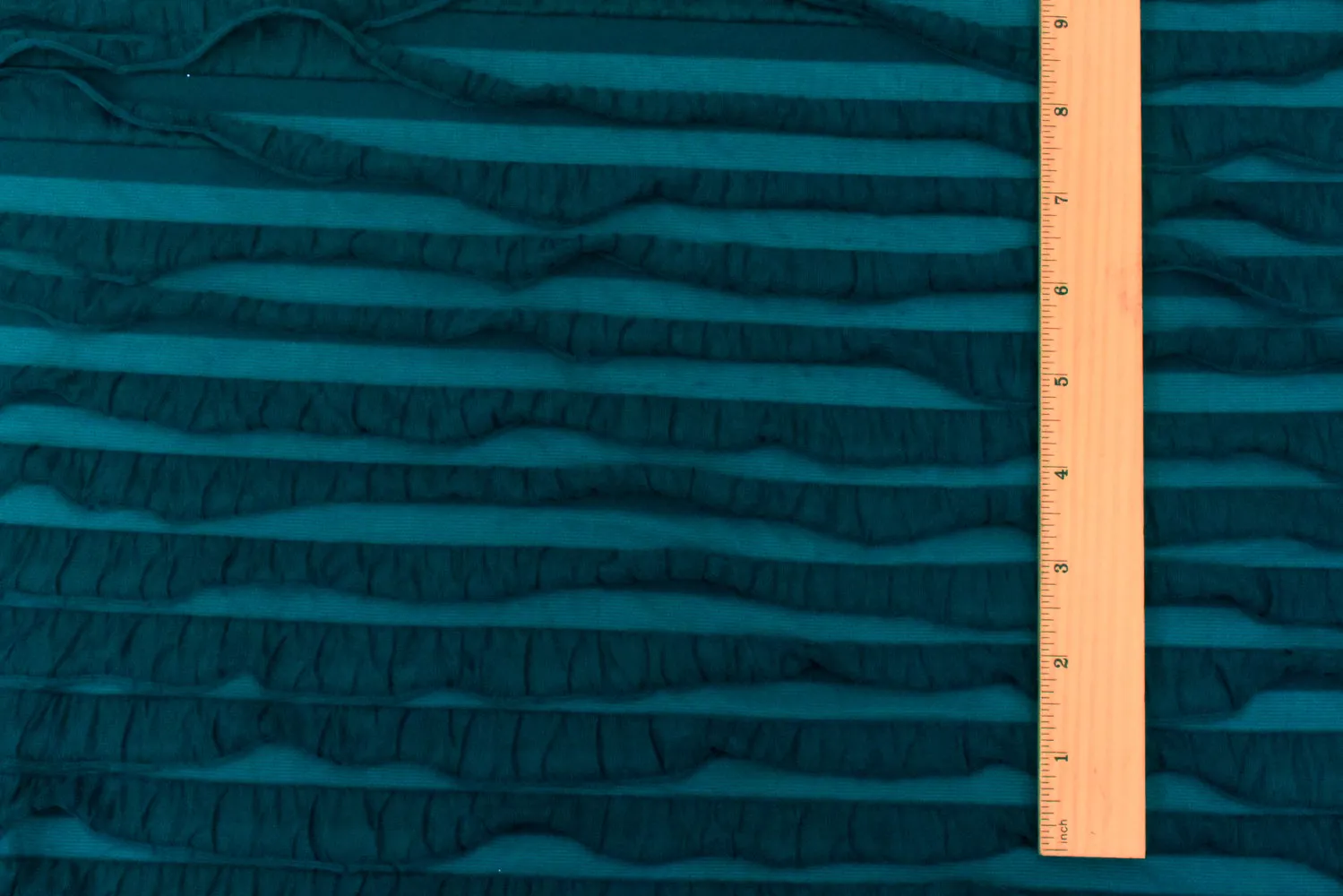 Steel Teal Solid Stretch Poly Ruffle Knit Fabric