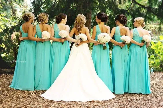 Turquoise Bridesmaid Dresses Long Bridesmaid Dresses Long One Shoulder Bridesmaid Dresses,FS076