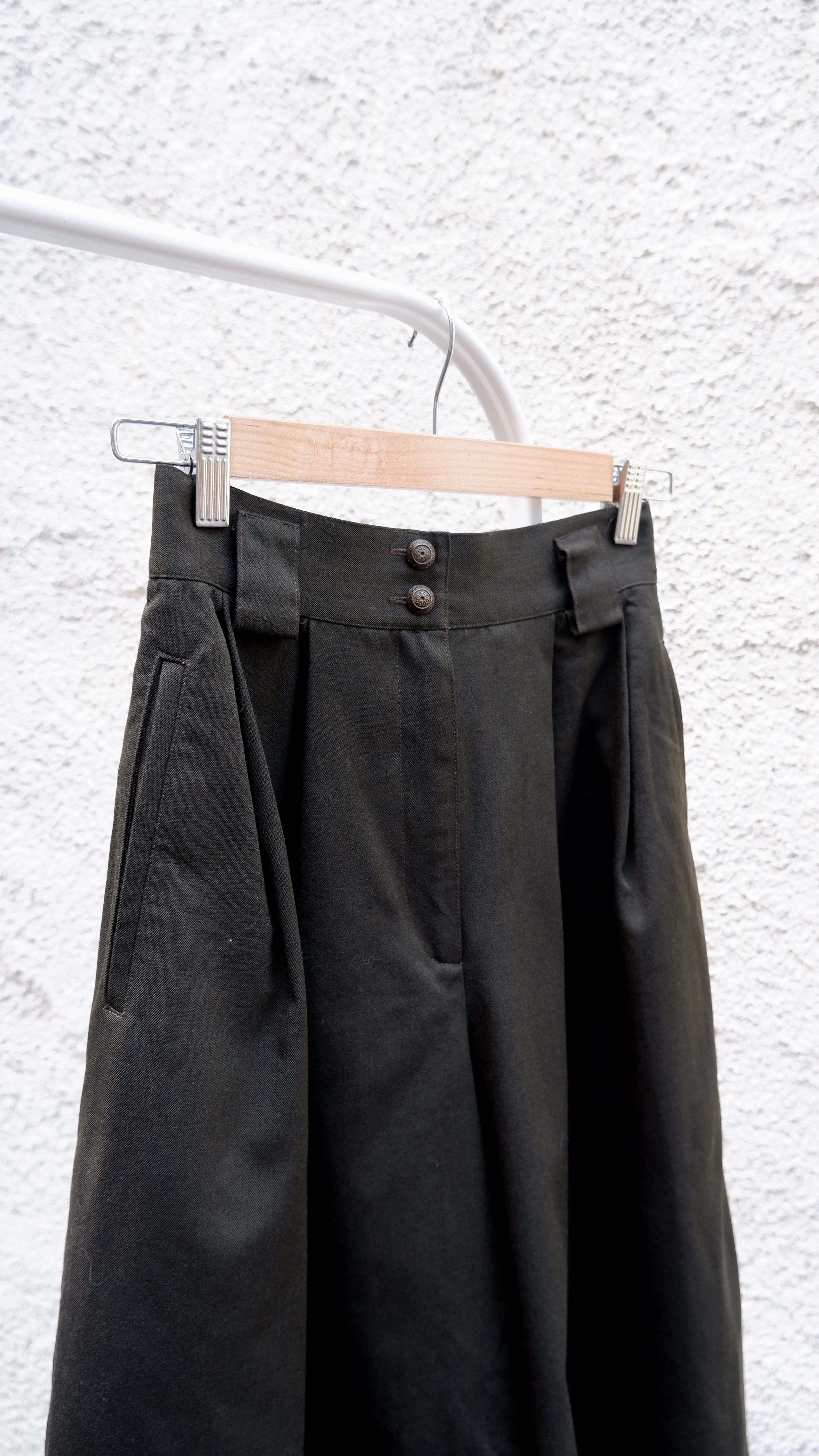 Ultra High-Rise Military Green Wool Culottes - 25