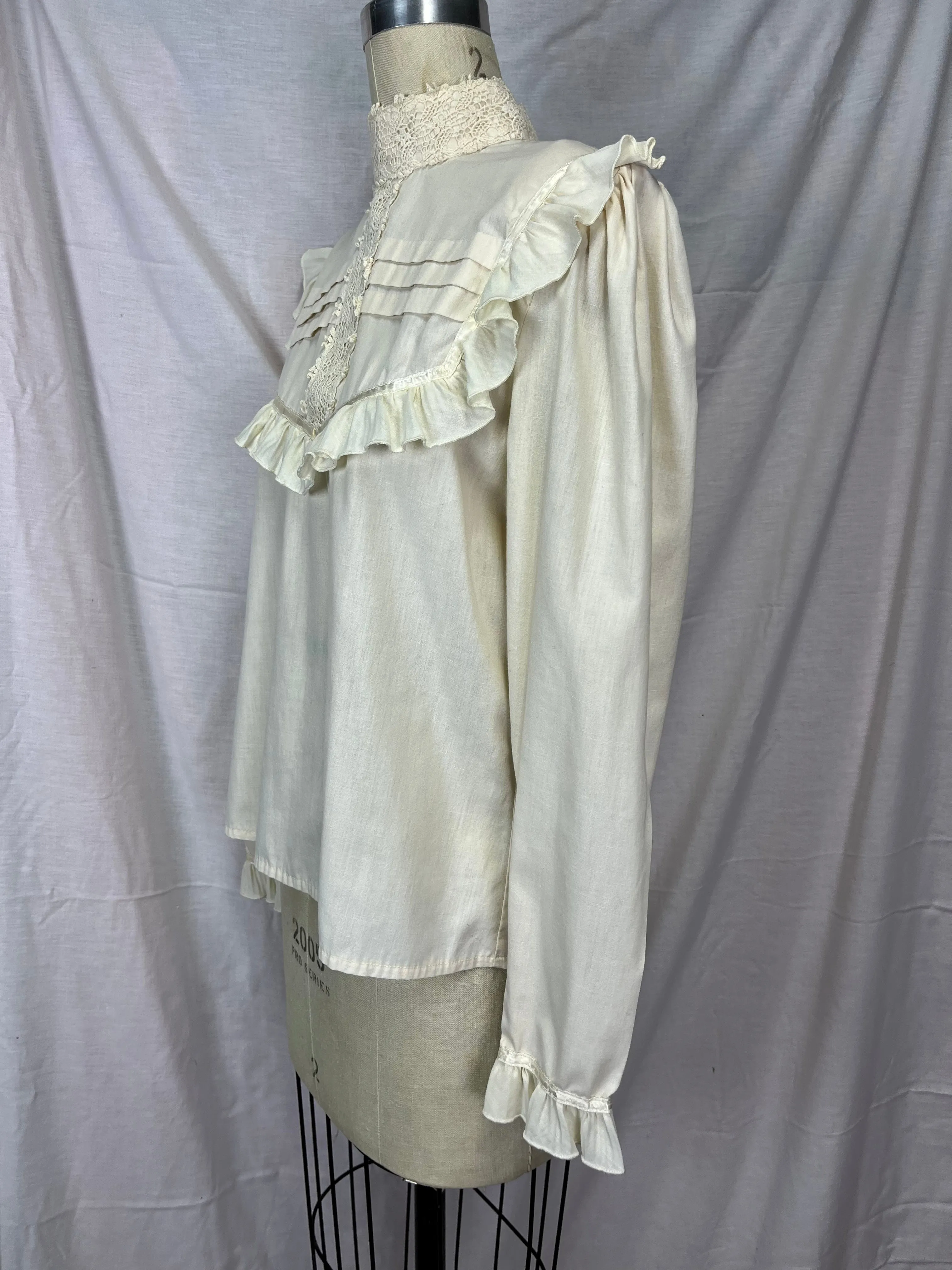 VTG 70s | Ivory Gunne Sax Style Festival Prairie Lace Edwardian Boho Hippie Blouse | L