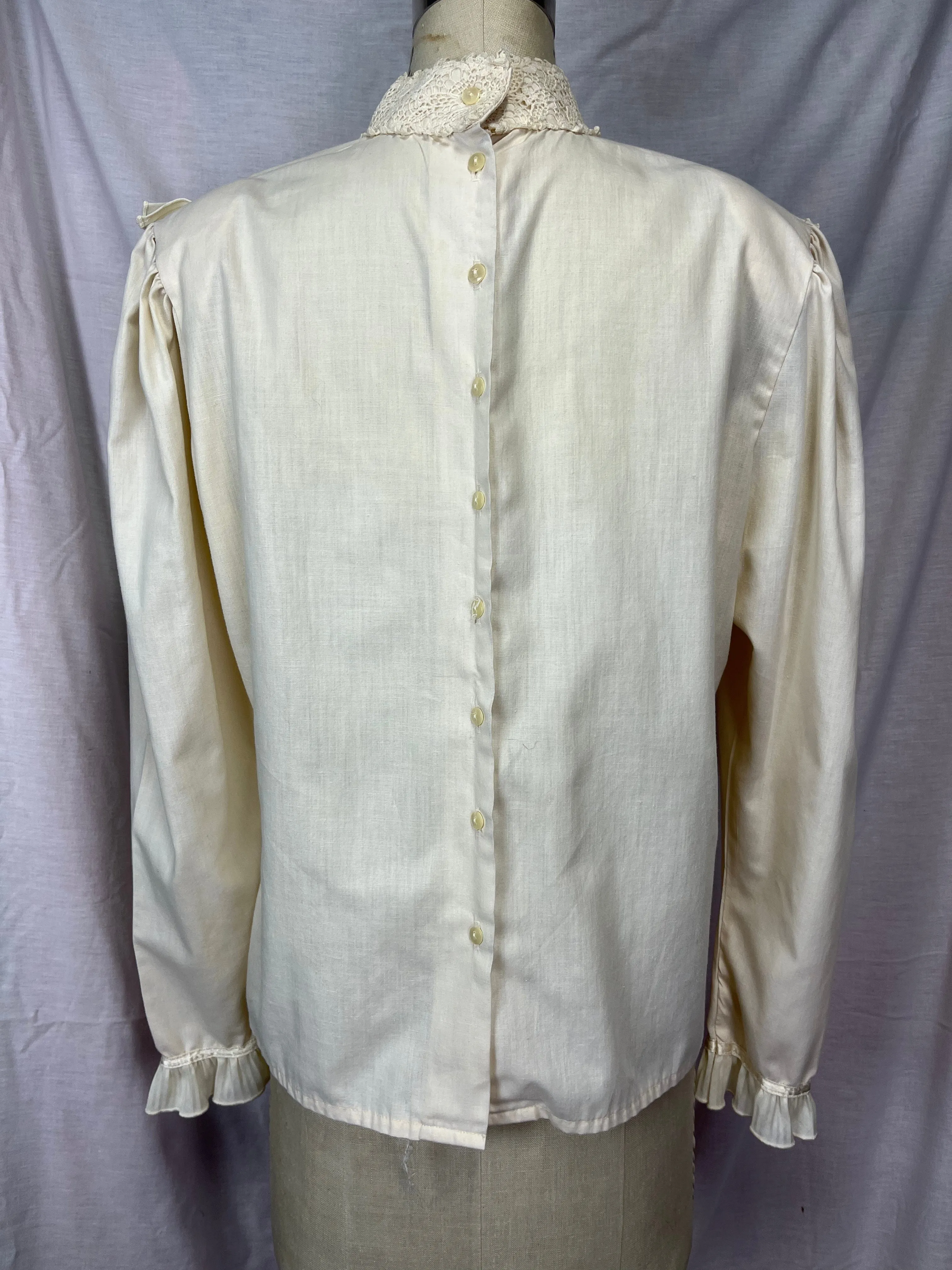 VTG 70s | Ivory Gunne Sax Style Festival Prairie Lace Edwardian Boho Hippie Blouse | L