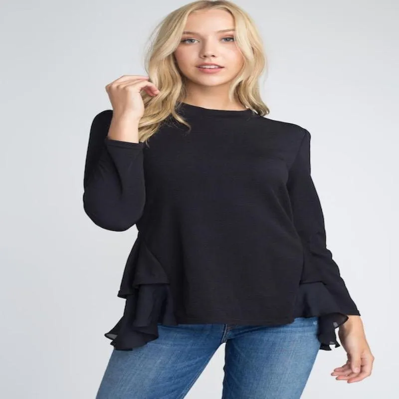 Women's Long Sleeve Ruffle Top