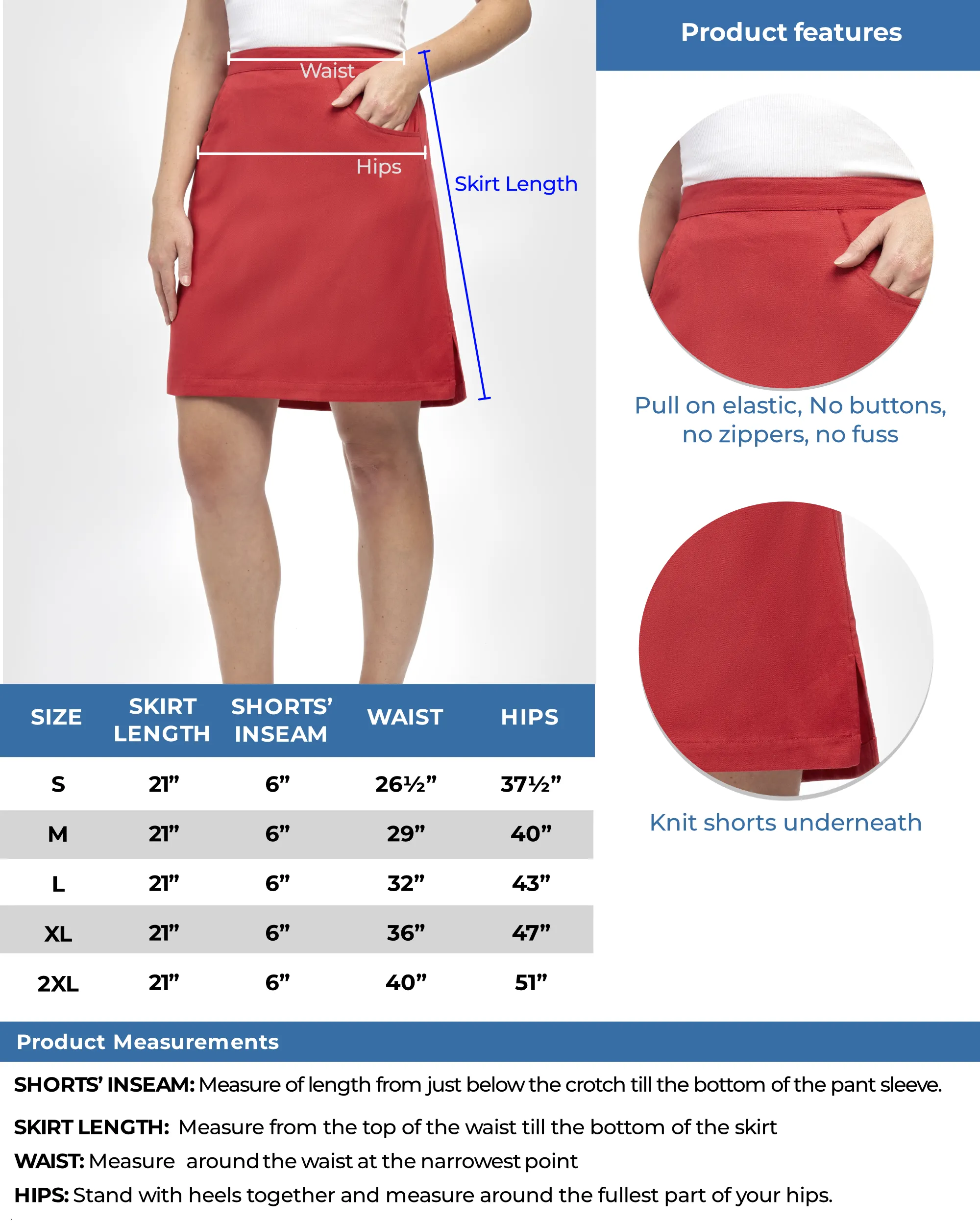 Women's Twill Pull On Skort