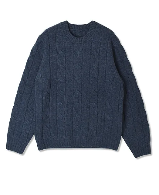 Wool Cashmere CREW NECK SWEATER 7 GAUGE