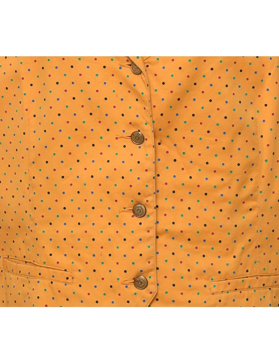 Yellow Polka Dot Design Waistcoat - L